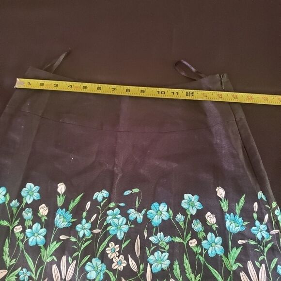 SILKLAND A-Line Linen Floral Midi Skirt - Picture 5 of 8